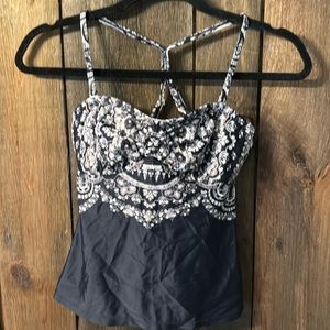 Athleta black and print swim tank